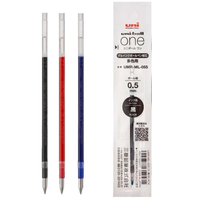Uni-ball One 3 gel ink refills UMR-ML-38S and UMR-ML-05S