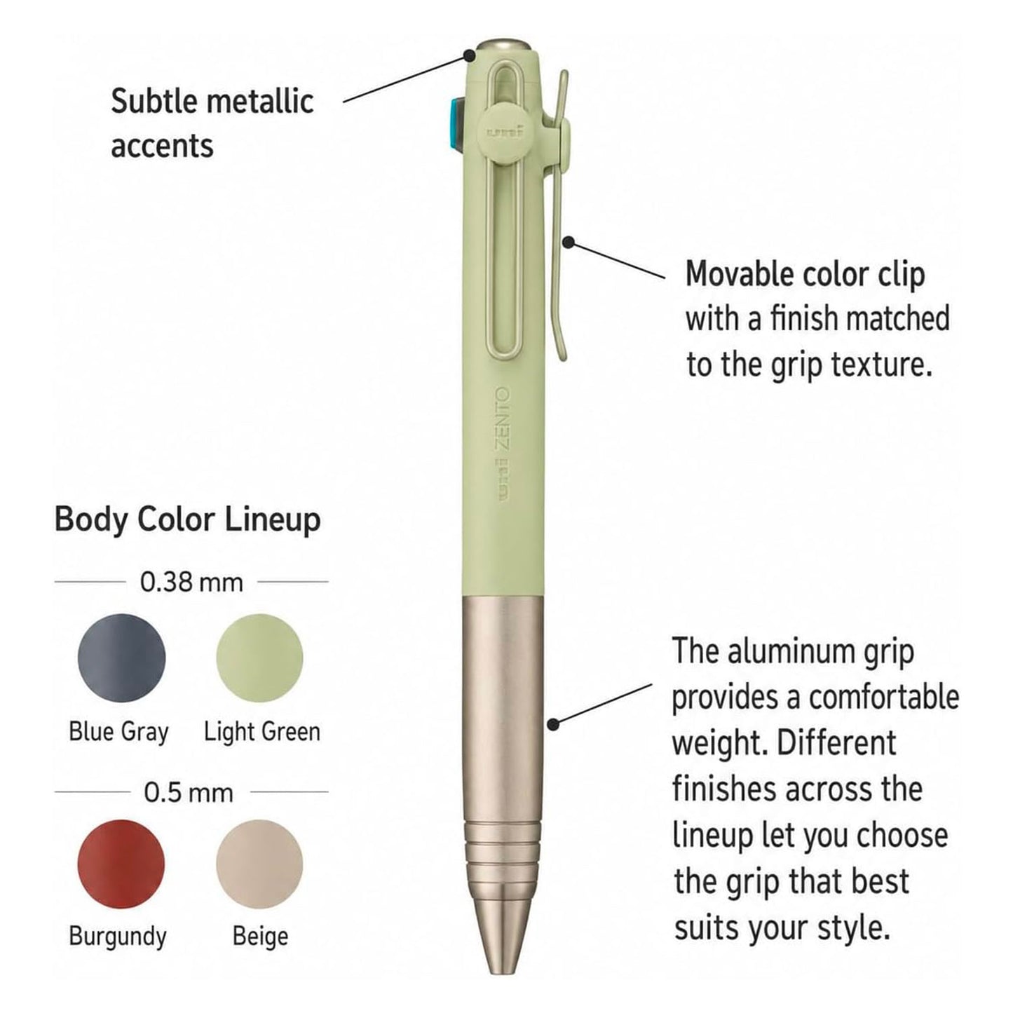 Uniball ZENTO 3 Colour Pen - Flow Model