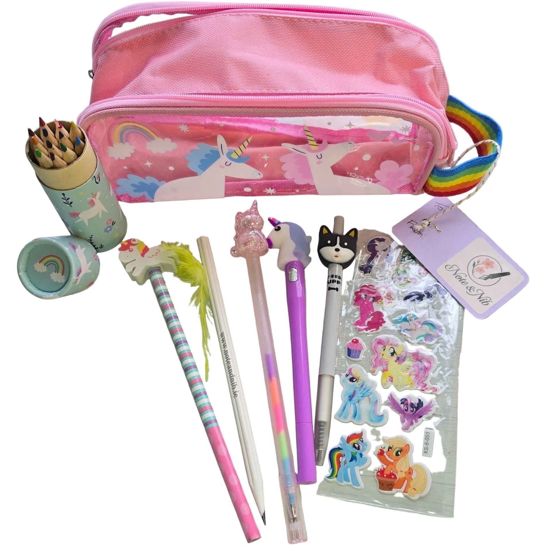 Unicorn Magic Bundle - Pencil Case, Colouring Pencil, Rainbow Pen and More... - Note and Nib
