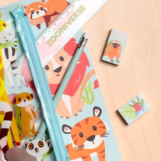 Zooniverse Ring Bound Notepad & Pencil Case 6 Piece Stationery Set - Note and Nib